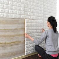 (Pack Of 4) 3D Foam Brick Wallpaper Self Adhesive Waterproof Wall Panel Living Room  Wall Sticker Formaldehyde-free Home Decor Big (70x77cm)