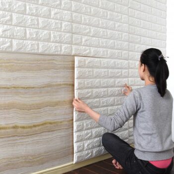 (Pack Of 4) 3D Foam Brick Wallpaper Self Adhesive Waterproof Wall Panel Living Room  Wall Sticker Formaldehyde-free Home Decor Big (70x77cm)