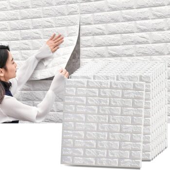 (Pack Of 4) 3D Foam Brick Wallpaper Self Adhesive Waterproof Wall Panel Living Room  Wall Sticker Formaldehyde-free Home Decor Big (70x77cm) - Image 3