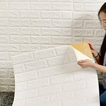 (Pack Of 4) 3D Foam Brick Wallpaper Self Adhesive Waterproof Wall Panel Living Room  Wall Sticker Formaldehyde-free Home Decor Big (70x77cm) - Image 4