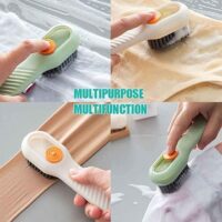Cleaning Brush With Soap Dispenser | Long Handle | Soft Bristle | Shoes & Clothes Cleaner | Household Laundry Cleaning Too