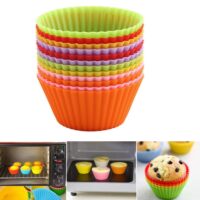 6 Pcs Cup Cake Mould Set Silicone – Multicolour Reusable Silicone Cupcake Moulds