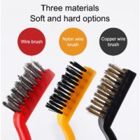 3 Pcs Wire Brush Set Steel, Brass & Nylon Brushes Rust Cleaner Metal