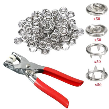 Metal Tich Button Machine with 25 Buttons | 9.5mm Press Plier & Snap Fastener Kit | Abaya & Baby Clothes Presser Tool Set - Image 5