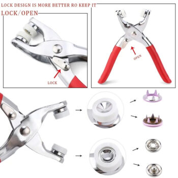 Metal Tich Button Machine with 25 Buttons | 9.5mm Press Plier & Snap Fastener Kit | Abaya & Baby Clothes Presser Tool Set - Image 6