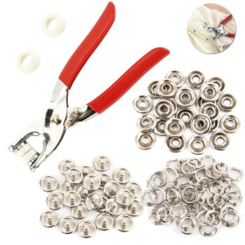 Metal Tich Button Machine with 25 Buttons | 9.5mm Press Plier & Snap Fastener Kit | Abaya & Baby Clothes Presser Tool Set - Image 4