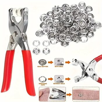 Metal Tich Button Machine with 25 Buttons | 9.5mm Press Plier & Snap Fastener Kit | Abaya & Baby Clothes Presser Tool Set